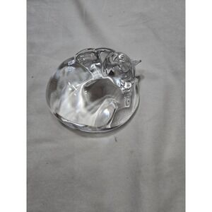 Vintage Hadeland Norway Sleeping Cat Figurine Paperweight Signed Clear Glass